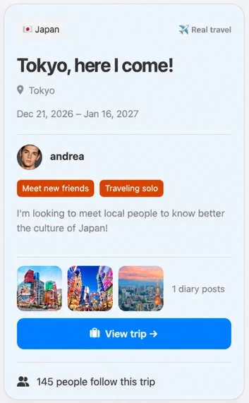 Demo preview: Discover trips
